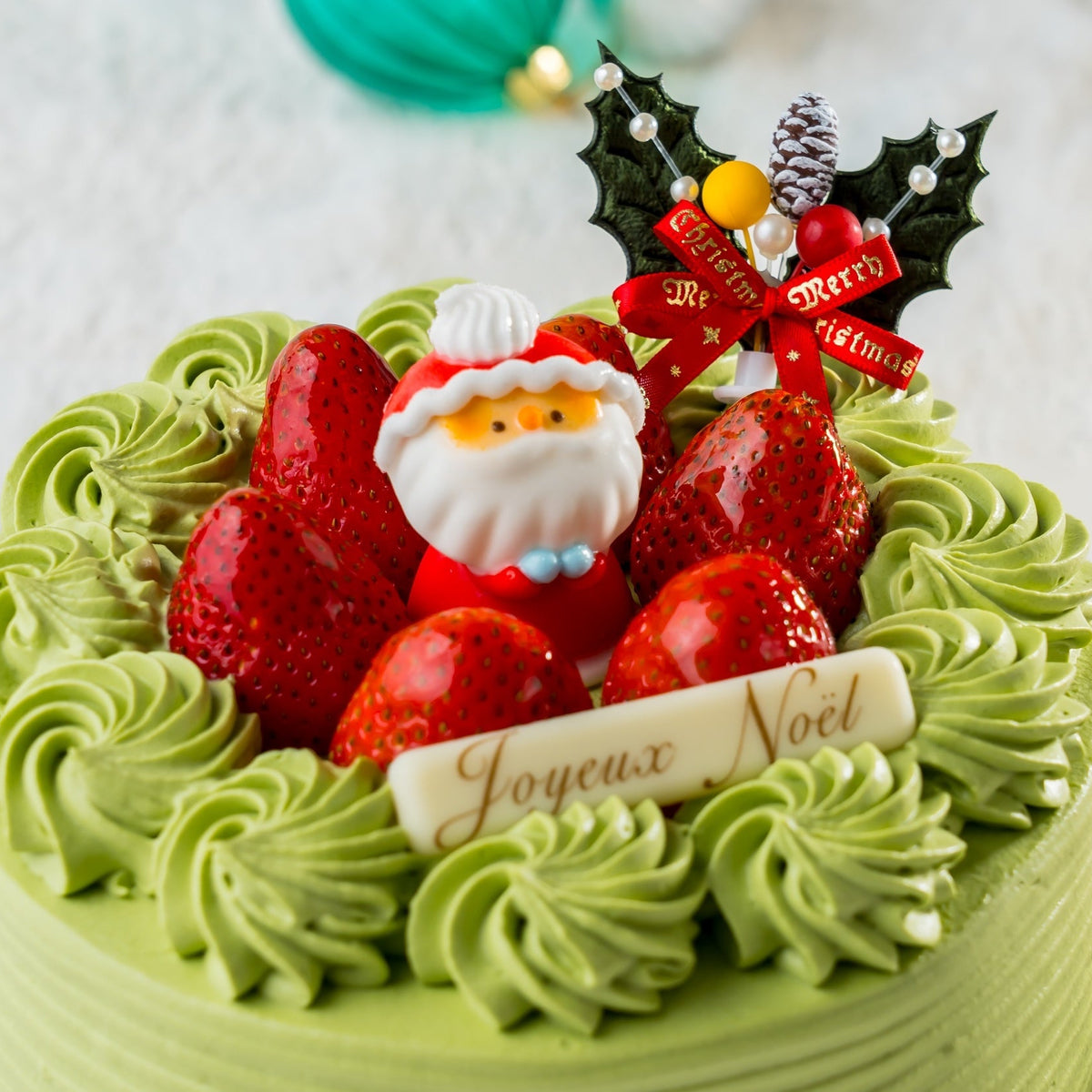 【晴海直売所・店頭受取用】サンタのクリスマスケーキ(抹茶) 5号