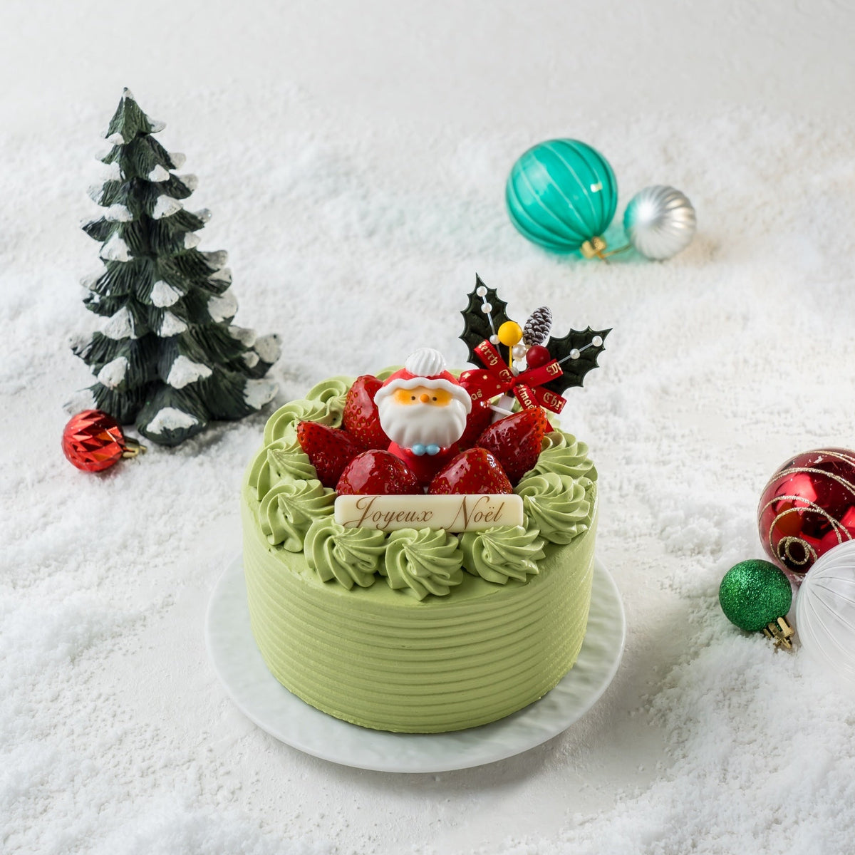 【晴海直売所・店頭受取用】サンタのクリスマスケーキ（抹茶）　4号