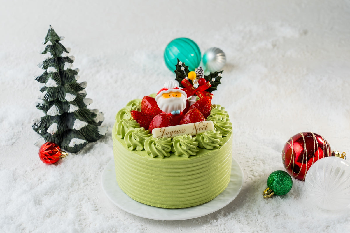 【晴海直売所・店頭受取用】サンタのクリスマスケーキ（抹茶）　4号